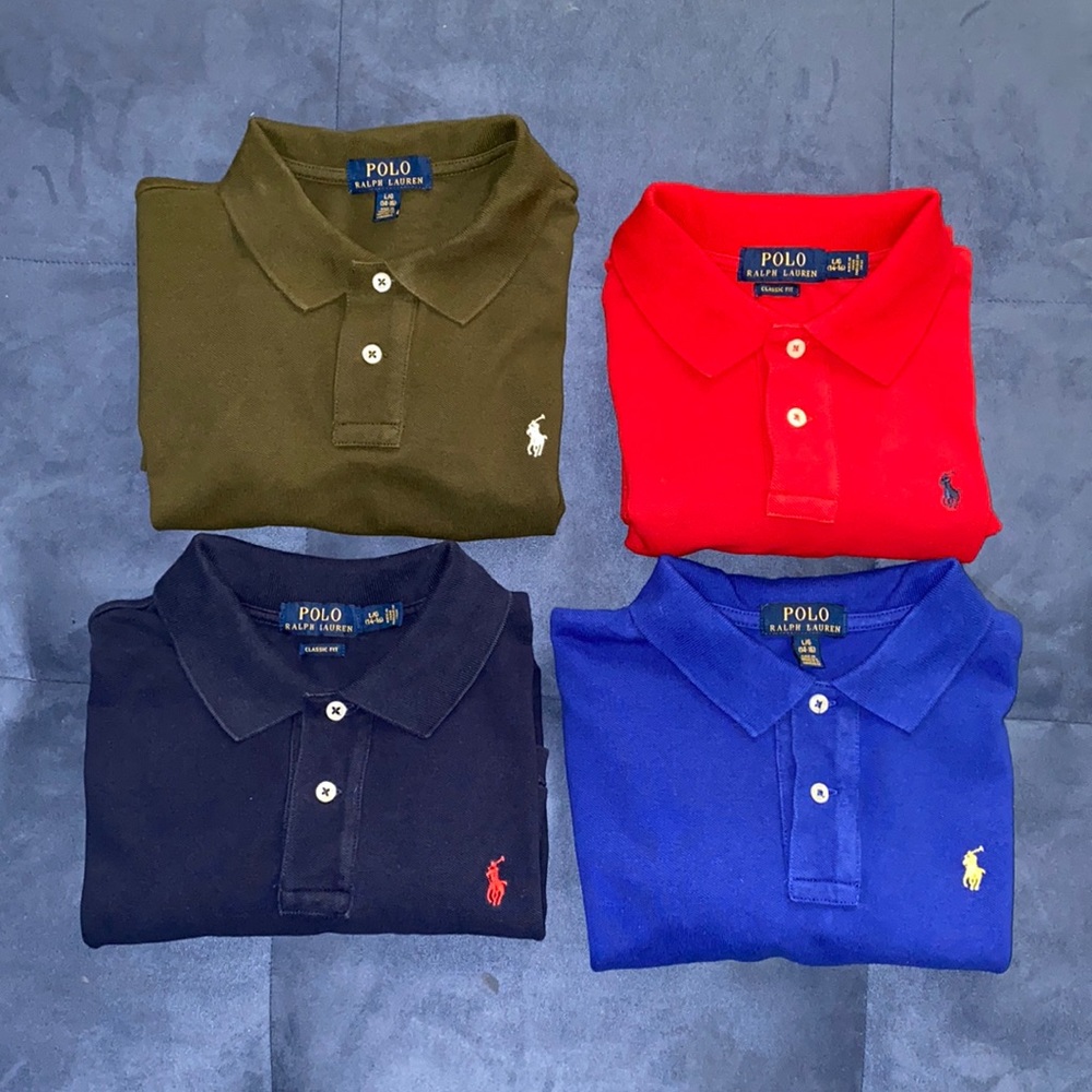 Set of 4 Boys Ralph Lauren Cotton Mesh Polo